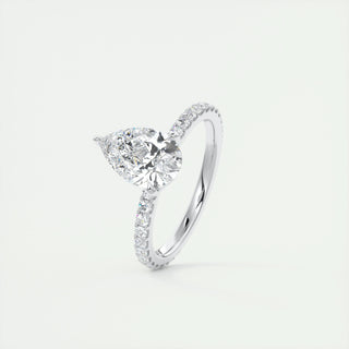 1.93 CT Pear Solitaire Pave Moissanite Engagement Ring - violetjewels