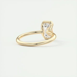 1.91 CT Emerald Half Bezel Solitaire Moissanite Engagement Ring - violetjewels