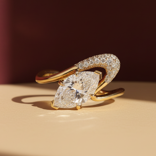 1.0 - 3.0 CT  Marquise Lab Grown Diamond Pave Engagement Ring