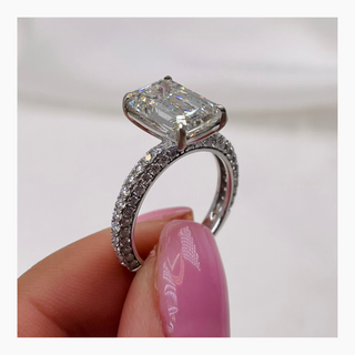 4.5ct Emerald G- VS Pave Diamond Engagement Ring