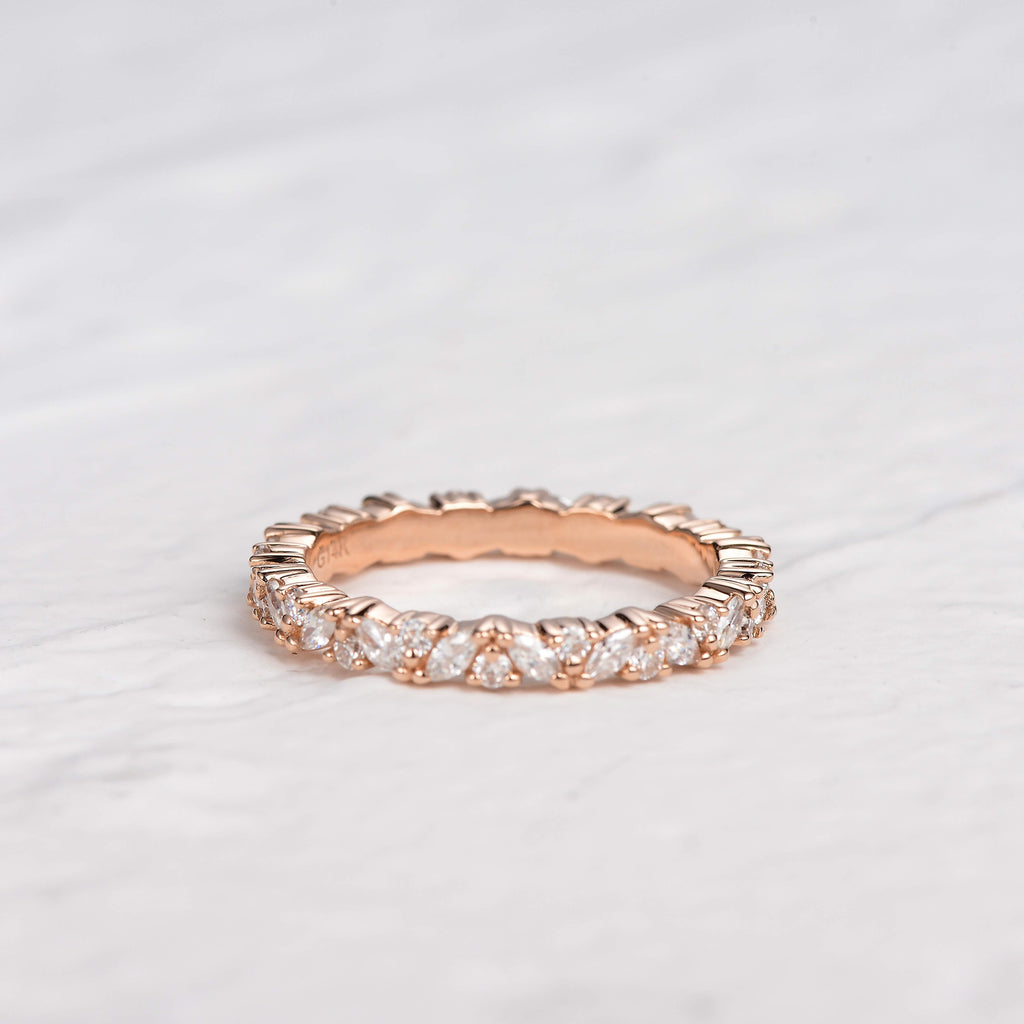 0.4 CT Round And Marquise Alternative Moissanite Wedding Band - violetjewels