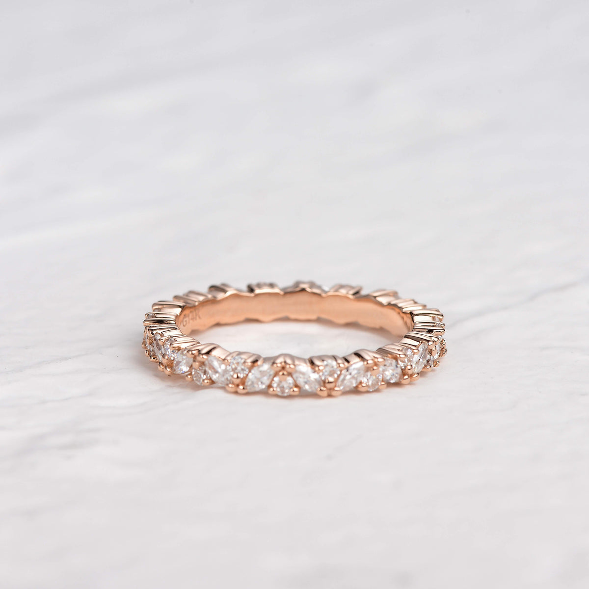 0.4 CT Round And Marquise Alternative Moissanite Wedding Band - violetjewels