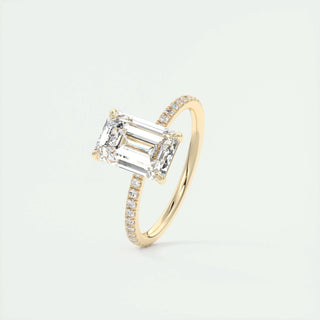 2ct Emerald F- VS1 Diamond Pave Engagement Ring - violetjewels