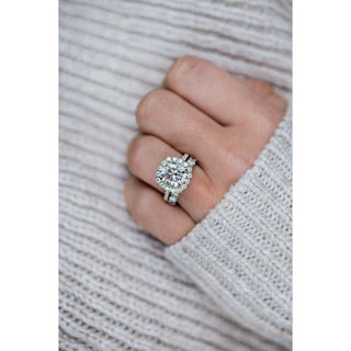 4.0 CT Cushion Halo & Pave Moissanite Engagement Ring - violetjewels