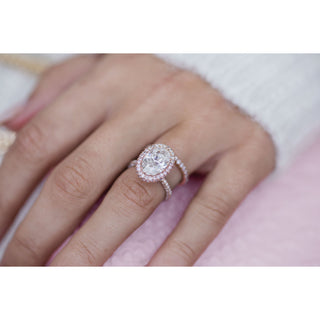 3.90 CT Oval Halo & Pave Moissanite Engagement Ring - violetjewels