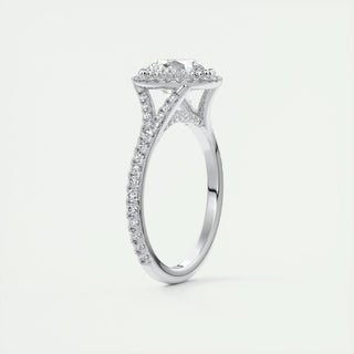 2ct Round F- VS1 Diamond Engagement Ring With Halo & Pave Setting - violetjewels