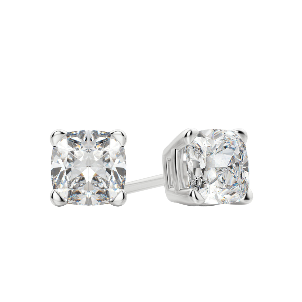 0.50-1.0 TCW Cushion Moissanite Diamond Solitaire Stud Earrings - violetjewels