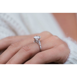 2.50 CT Old Mine Round Solitaire Moissanite Engagement Ring - violetjewels