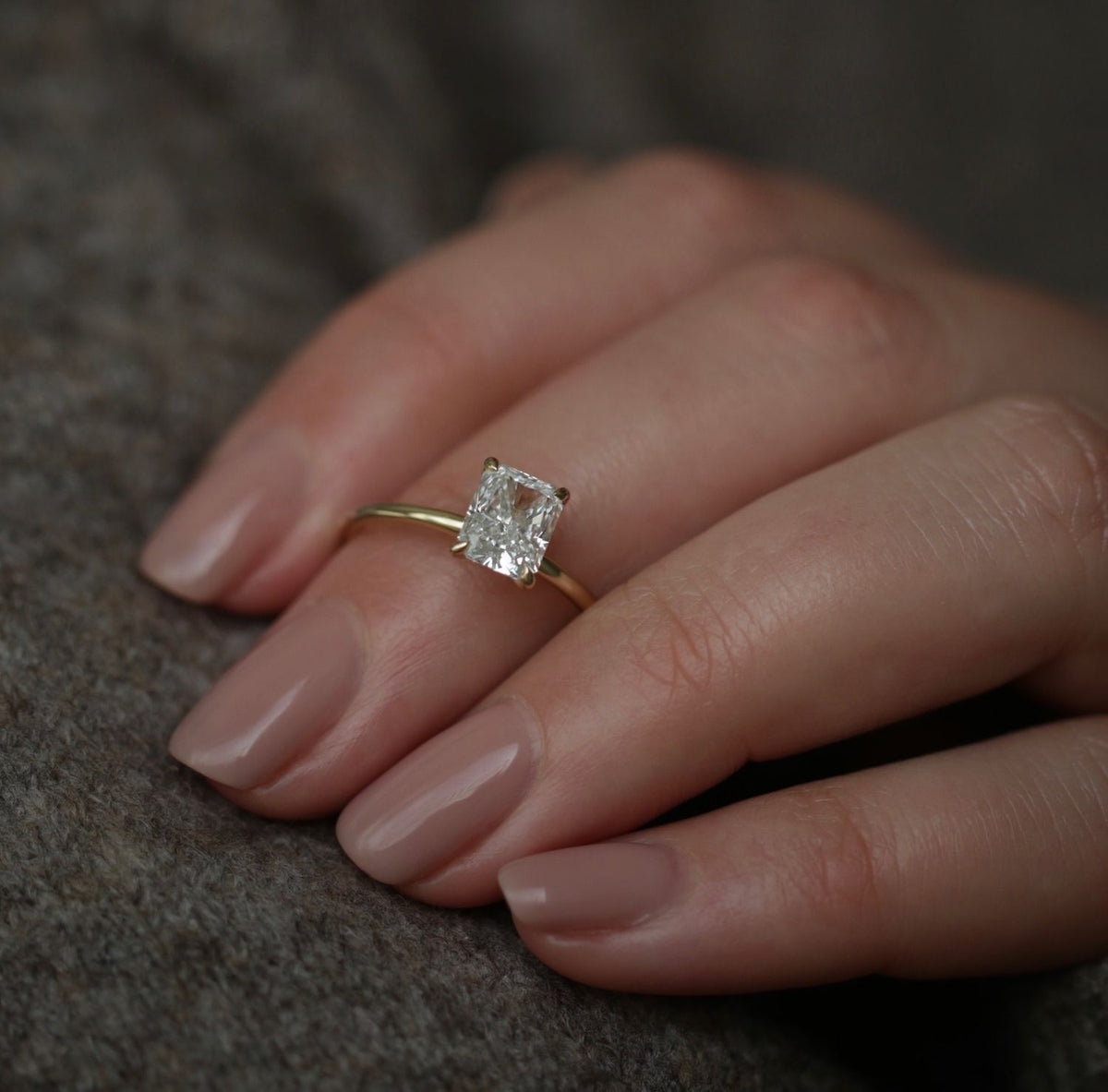 1.53 CT Radiant Solitaire CVD E/VVS2 Diamond Engagement Ring - violetjewels