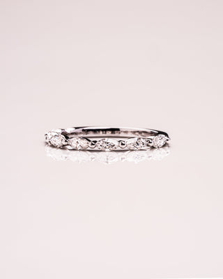 0.7 CT Marquise Shaped Moissanite Thin Wedding Band - violetjewels