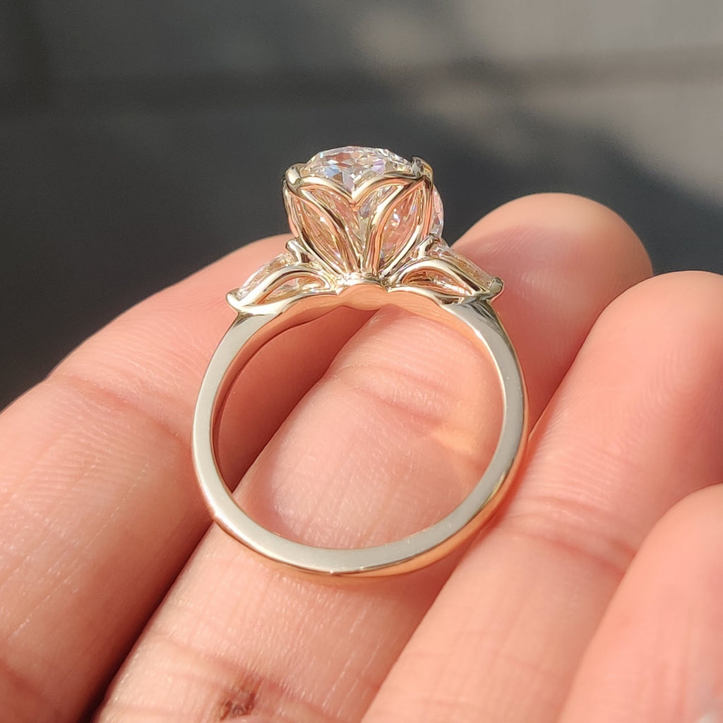 5.0 CT Oval Diamond Brilliance Pear Accent Three Stone Engagement Ring