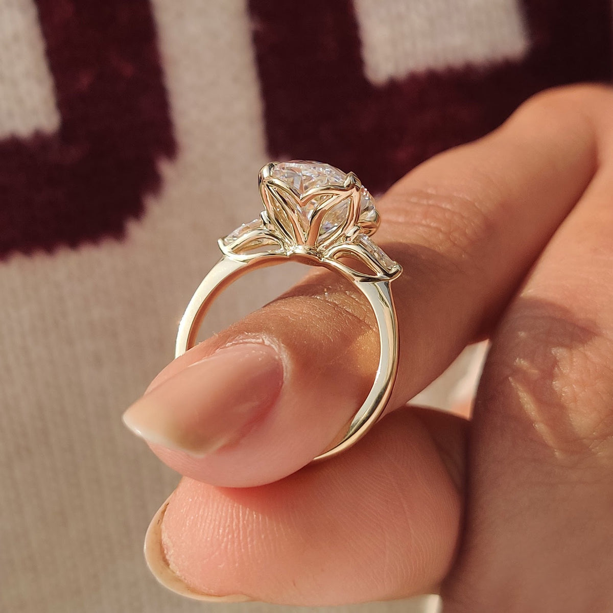 5.0 CT Oval Diamond Brilliance Pear Accent Three Stone Engagement Ring