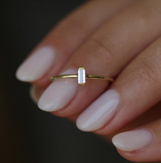 0.11 CT Baguette Solitaire CVD E/VS1 Diamond Engagement Ring - violetjewels