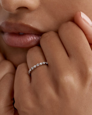 0.60 TCW Round EF-VVS Diamond Half Infinity Wedding Band