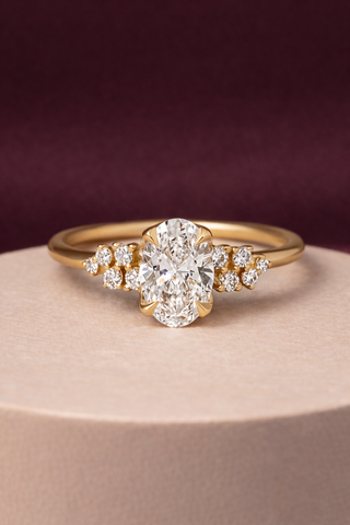 1.10-3.0 CT Oval  Lab Grown Diamond Cluster Style Engagement Ring