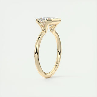 1.91 CT Emerald Half Bezel Solitaire Moissanite Engagement Ring - violetjewels