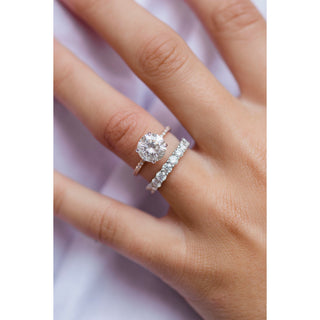 2.10 CT Round Solitaire Hidden Halo & Pave Moissanite Engagement Ring - violetjewels