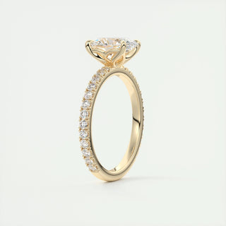 1.5ct Oval F- VS1 Diamond Pave Engagement Ring - violetjewels