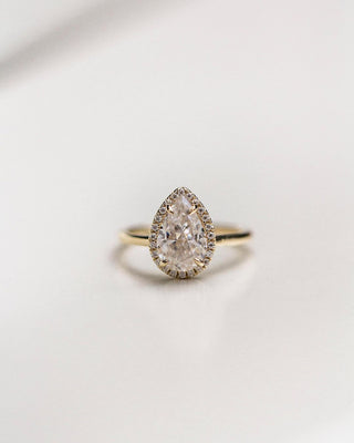 2.35 CT Pear Halo Moissanite Engagement Ring - violetjewels