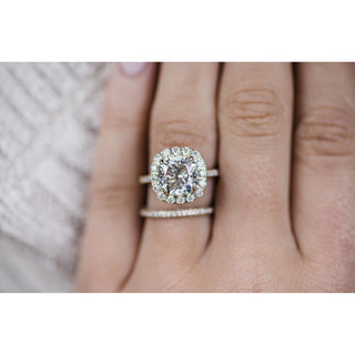 4.0 CT Cushion Halo & Pave Moissanite Engagement Ring - violetjewels