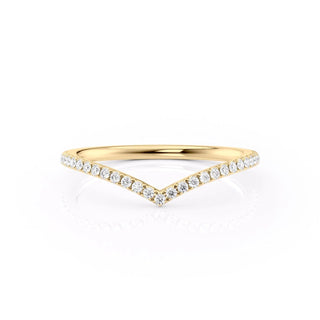 Curved wedding band with round diamonds – graceful and elegant contour design