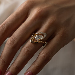 Unique Curved Stacking Round Diamonds Wedding Band