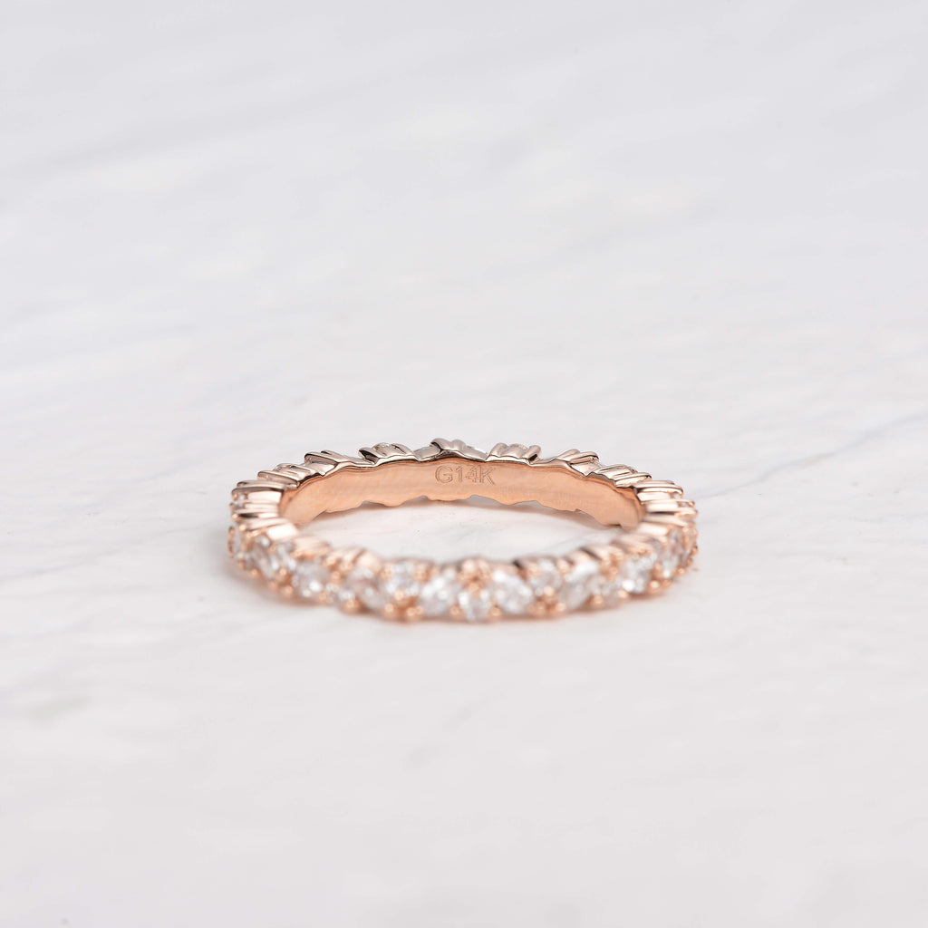 0.4 CT Round And Marquise Alternative Moissanite Wedding Band - violetjewels
