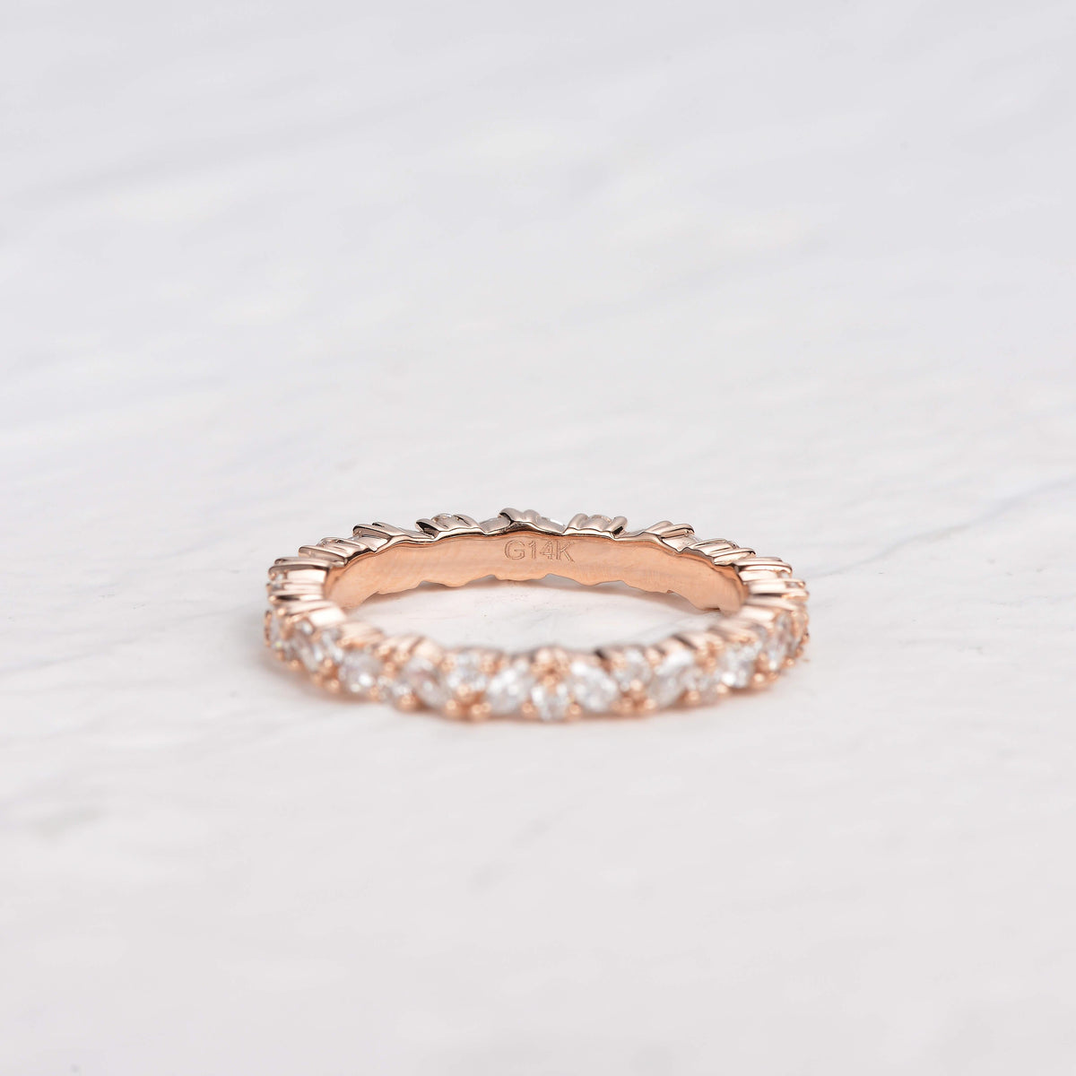 0.4 CT Round And Marquise Alternative Moissanite Wedding Band - violetjewels