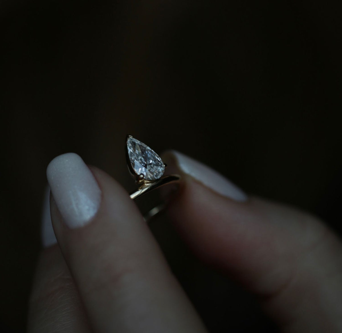 0.93 CT Pear Solitaire CVD F/VVS1 Diamond Engagement Ring - violetjewels