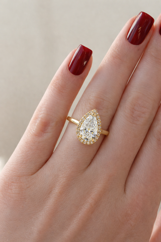 1.0 - 3.5 CT Pear  Lab Grown Diamond Halo Style Engagement Ring