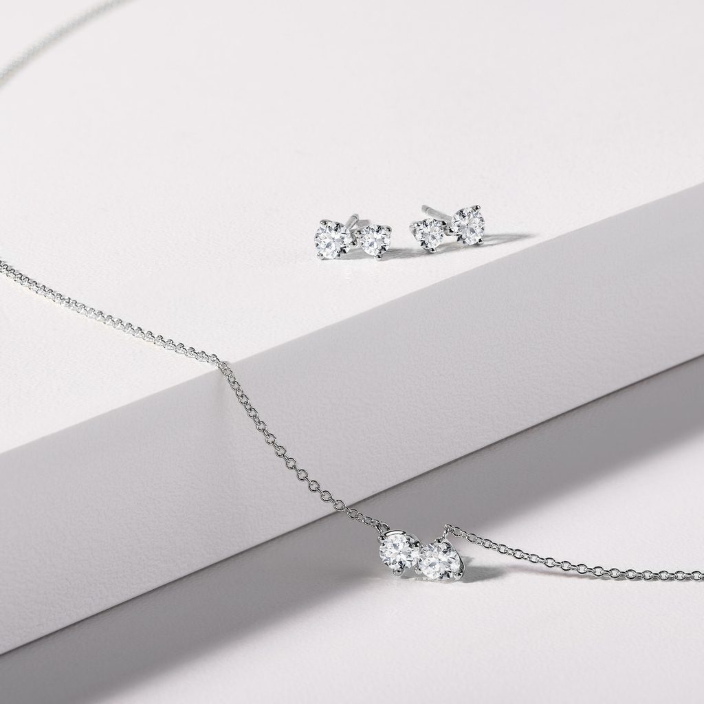0.35 TCW Round Moissanite Diamond Two Stones Pendent Necklace - violetjewels