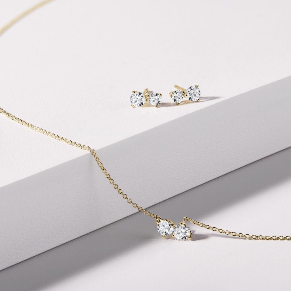 0.35 TCW Round Moissanite Diamond Two Stones Pendent Necklace - violetjewels