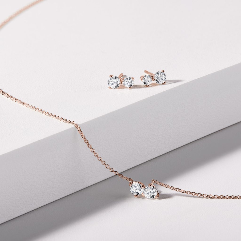 0.35 TCW Round Moissanite Diamond Two Stones Pendent Necklace - violetjewels