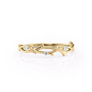 Round diamond twig wedding band with nature-inspired design – delicate and unique