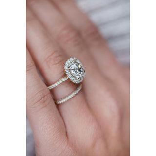 4.0 CT Cushion Halo & Pave Moissanite Engagement Ring - violetjewels