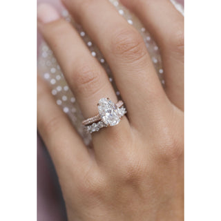 3.20 CT Pear Solitaire Hidden Halo & Pave Moissanite Engagement Ring - violetjewels