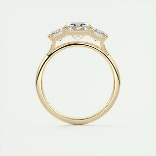 1.0 CT-3.0 CT Emerald F- VS1 Diamond 3 Stones Engagement Ring - violetjewels