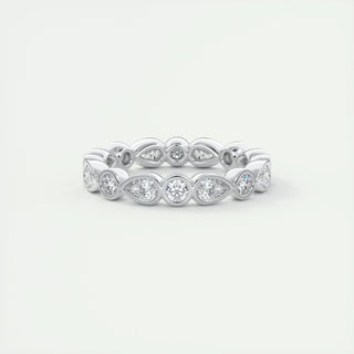 1.28 Pear and Round Bezel Moissanite Bridal Wedding Band - violetjewels