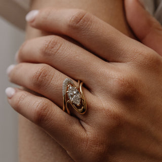 Unique Curved Stacking Round Diamonds Wedding Band