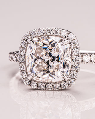 1.80 CT Cushion Cut Halo Moissanite Engagement Ring With Pave Setting - violetjewels