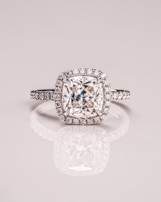 1.80 CT Cushion Cut Halo Moissanite Engagement Ring With Pave Setting - violetjewels