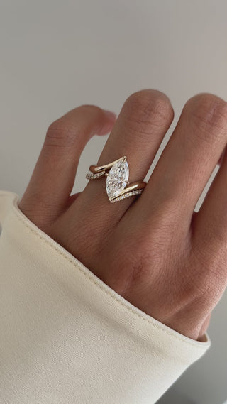1.0 - 2.0  CT Marquise Cut  Lab Grown Diamond Solitaire Bridal Set