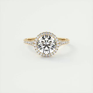 2ct Round F- VS1 Diamond Engagement Ring With Halo & Pave Setting - violetjewels