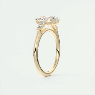 2ct Oval F- VS1 Diamond 3 Stones Engagement Ring - violetjewels