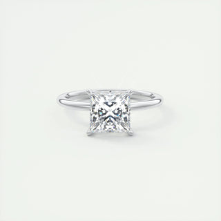 2.08 CT Princess Hidden Halo Moissanite Engagement Ring - violetjewels