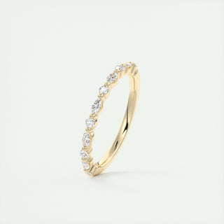 0.32 Marquise & Round Alternative Moissanite Wedding Band - violetjewels