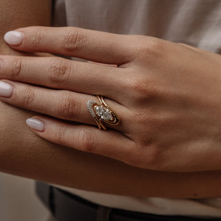Unique Curved Stacking Round Diamonds Wedding Band