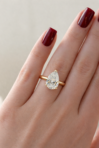 2.0 - 4.0 CT Pear Lab Grown Diamond Hidden Halo Style Engagement Ring