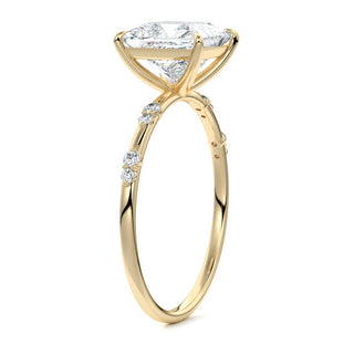 Dainty Pave Ring with 1.20 CT Princess Moissanite - violetjewels