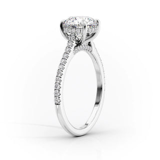 2.0 Radiant E/VS1 CVD Diamond Hidden Halo Engagement Ring With Pave Setting - violetjewels